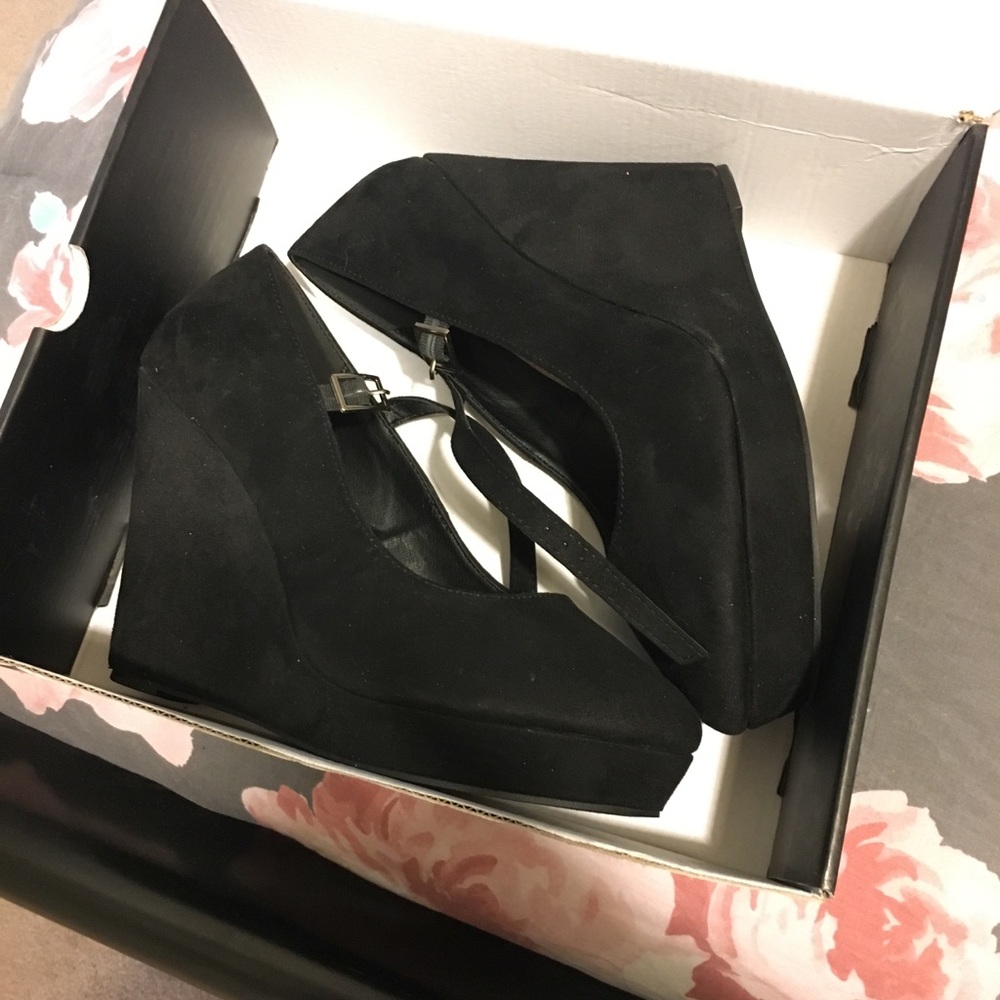Torrid Black Suade Wedges. NEW IN BOX!